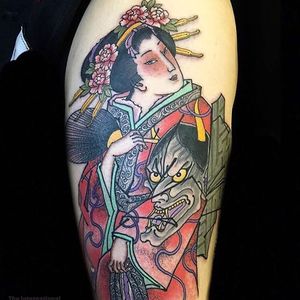 Geisha tattoo by Claudia De Sabe. #Japanese #japanesetattoo #neojapanese #geisha #ClaudiaDeSabe