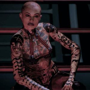 The heavily tattooed character Jack from Mass Effect. #tattooedcharacters #videogames