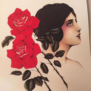 Double Rose via instagram pain1666 #flashart #1920s #woman #rose #flowers #portrait #flashfriday #artshare #diegodelfino
