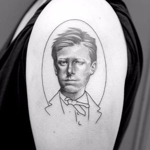 Arthur Rimbaud portrait tattoo by Georgie #ArthurRimbaud #Rimbaud #Hongdam #poet #literature #Georgie