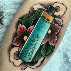 A vape tattoo by Spencer Webb (IG—spencer_saltcity). #SpencerWebb #traditional #vape