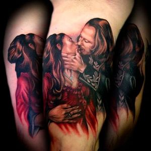 The beautiful Mina and the count Tattoo by Kelly Doty #Dracula #vampire #horror #cinema #BramStoker #GaryOldman #EternalLove #Mina #KellyDoty #colorwork