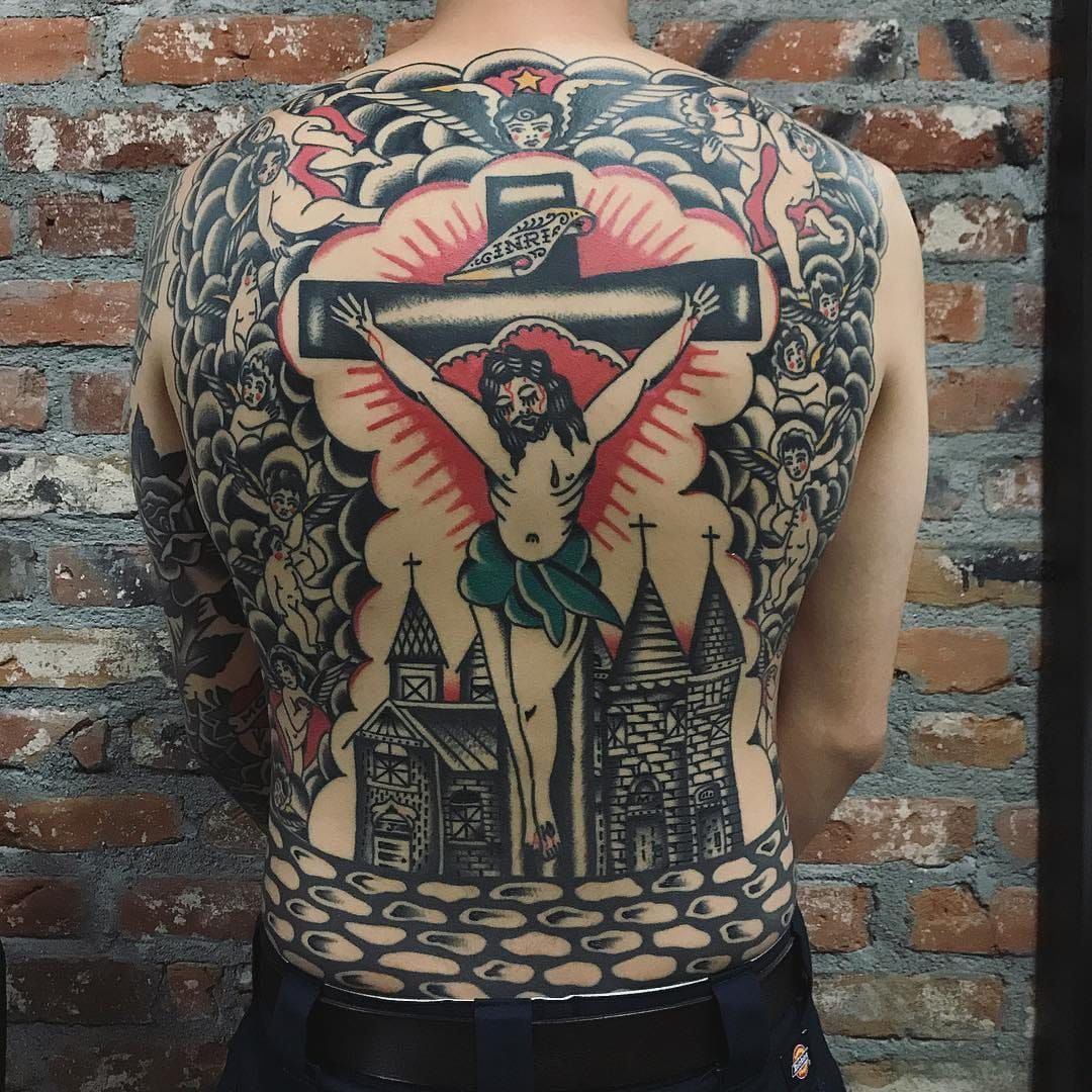 back tattoo jesus  Tatuagem religiosa Tatuagens católicas Tatuagem nas  costas