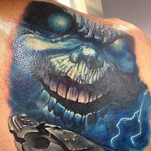 Iron Maiden inspired tattoo by Lee Sheehan. #realism #colorrealism #music #IronMaiden #LeeSheehan