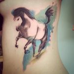 Watercolor galloping horse tattoo by Mara Koekoek. #penandink #abstract #watercolor #MaraKoekoek #horse