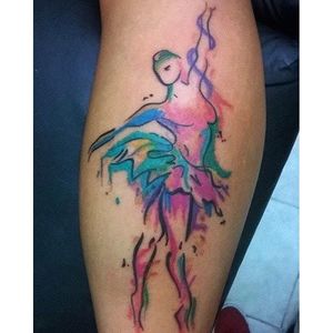 Watercolor ballerina tattoo by @tattoofuria #watercolor #ballerinatattoo #ballettattoo #tattoofuria