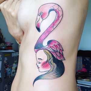 Flamingo tattoo by Nicoz Balboa #NicozBalboa #illustrative #pinkflamingo #flamingo