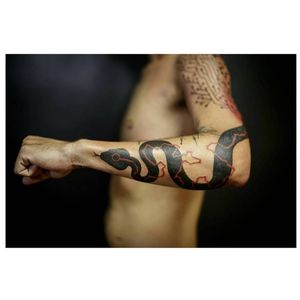 Snake tattoo by Taiom #Taiom #graphic #conceptual #contemporary #snake #blackwork