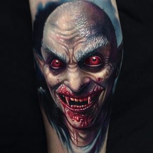 A very gruesome Nosferatu (via IG - paulackertattoo) #paulacker #halloween #horror #portrait #realism #nosferatu