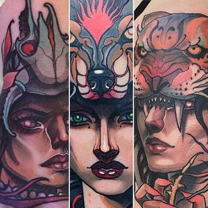 Neo Traditional Girl Tattoos by Isnard Barbosa #neotraditional #IsnardBarbosa #girls