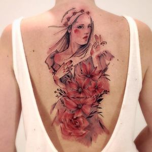 Beautiful tattoo by Victor Montaghini #VictorMontaghini #graphic #watercolor #sketch #flower
