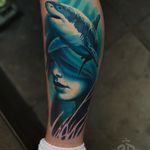 Shark Tattoo by Alex Pancho #shark #sharktattoo #realism #colorrealism #realistictattoo #abstractrealism #realistictattoos #AlexPancho