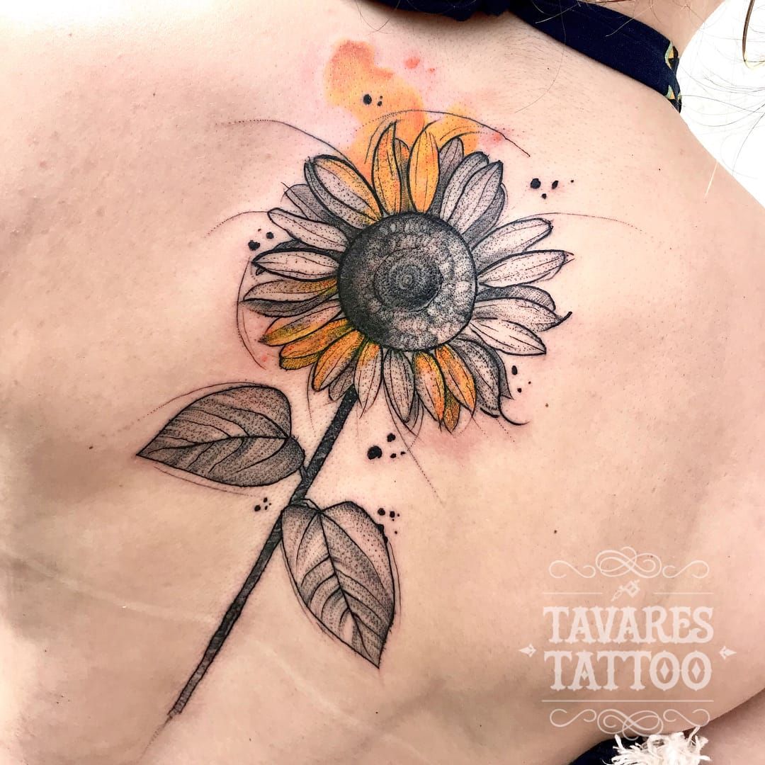 Watercolor sunflower and hummingbird tattoo  Sunflower tattoo small Hummingbird  tattoo watercolor Sunflower tattoos