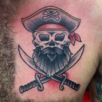 Pirate Skull Tattoo by Martin Fletcher #pirateskull #pirate #skull #traditional #MartinFletcher