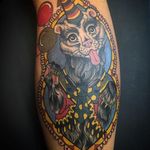 Circus ferret is ready to entertain you, tattoo by Stefania Sole. #traditional #circus #ferret #StefaniaSole #balloons #animal #cute #critter #carnivore #creature #pet