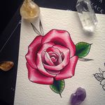 Full Bloom by Stephanie Houldsworth #flashart #flash #flashfriday #color #traditional #flower #rose #crystals #StephanieHouldsworth