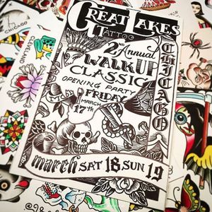 The 2nd Annual Walk Up Classic at Great Lakes Tattoo in Chicago boasts some of the world's best tattooers doing flash for 2 days only! (Via IG - greatlakestattoo) #greatlakestattoo #walkupclassic #nickcolella