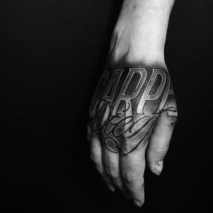 Lettering tattoo by Yuri Sata. #YuriSata #Satatttvision #lettering #typography #type #blackandgrey