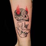 Bird skull tattoo by Shinda Tattoo. #blackwork #illustration #bird #skull #birdskull