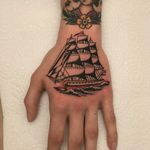 King of the sea tattoo by Vince Pages #VincePages #handtattoos #color #traditional #ship #ocean #boat #sails #sea #flags #sailor #maritime #travel #tattoooftheday