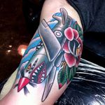Warhawk Tattoo by Myke Chambers #warhawk #p40 #plane #traditional #MykeChambers