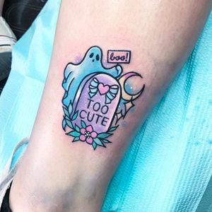 The death of Too Cute. (via IG - carlatattoos) #CarlaEvelyn #Cute #NeoTraditional #Ghost #Grave