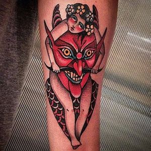 Devil Tattoo by Rafa Decraneo #devil #demon #traditional #RafaDecraneo