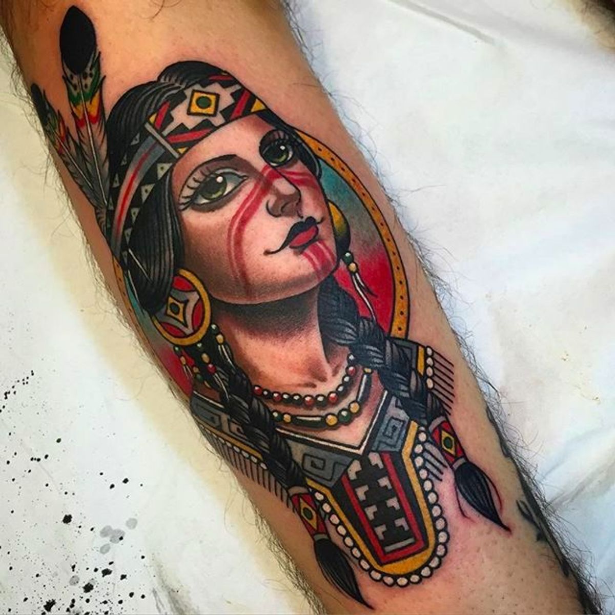 Tattoo uploaded by minerva • Beautiful Native Lady Tattoo by Xam  @XamTheSpaniard #Xam #XamtheSpaniard #Beautiful #Native #Indian #Girl #Lady  #Traditional #sevendoorstattoo #London • Tattoodo