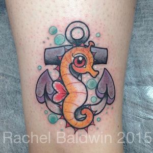 Anchor tattoo by Rachel Baldwin. #Rachel Baldwin #girly #pastel #cute #nautical #anchor #seahorse