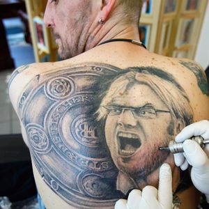 Jurgen Klopp portrait tattoo #JurgenKlopp #BorussiaDortmund #footballtattoo #footballfan