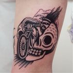 Biker tattoo by Rion #Rion #traditional #biker #skull