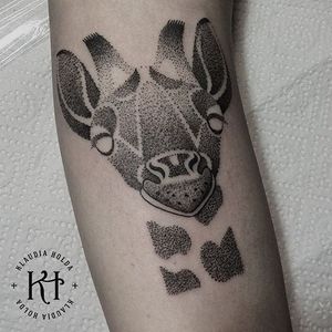 Dotwork giraffe tattoo by Klaudia Holda. #dotwork #giraffe #blackwork #KlaudiaHolda