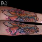 Dragon Tattoo by Tiggy Tuppence #dragon #dragontattoo #watercolor #watercolortattoo #colortattoos #brighttattoos #contemporary #londonartist #TiggyTuppence