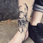 Skull bug tattoo by Kevin Plane #KevinPlane #sketchstyle #sketch #blackwork #skull #insect