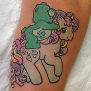 Care Bear tattoo by Lauren Winzer. #LaurenWinzer #carebear #cute #girly #bear #cartoon #stuffedtoy #unicorn