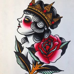 Gorgeous painting by Bailey Tattooer #BaileyTattooer #painting #lady #rose #crown