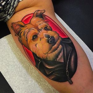 Cool dog portrait tattoo #dog #portrait #JoeFrost #neotraditional #dogtattoo #portraittattoo