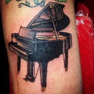 Gold wheels and all, by Adeline Berry #AdelineBerry #pianotattoo #piano #music