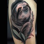 This sloth by Brian Povak is gangster as fuck (IG—brian_povak). #animalheads #BrianPovak #cholo #critters #neotradition #sloth