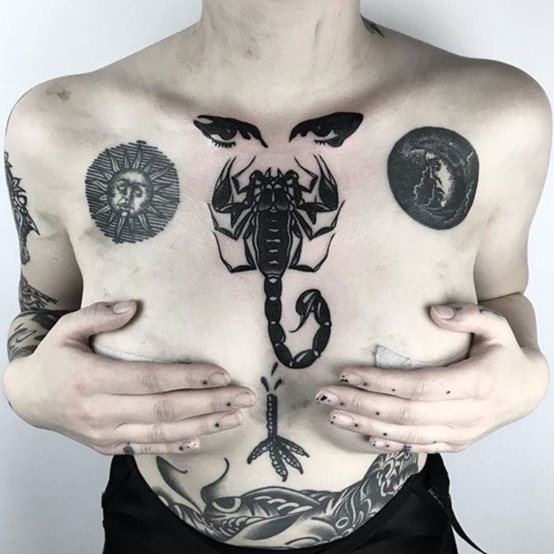 Premium AI Image  Tattoo of a scorpion on the chest