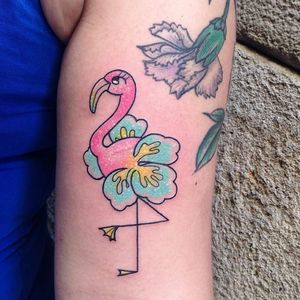 Kawaii flamingo tattoo by Numi #Numi #flamingo #bird #kawaii