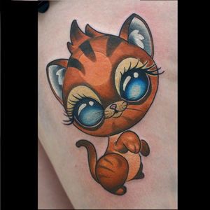 Kitten tattoo by Rude Eye #RudeEye #newschool #animal #cute #kawaii #babyanimal #kitten #cat
