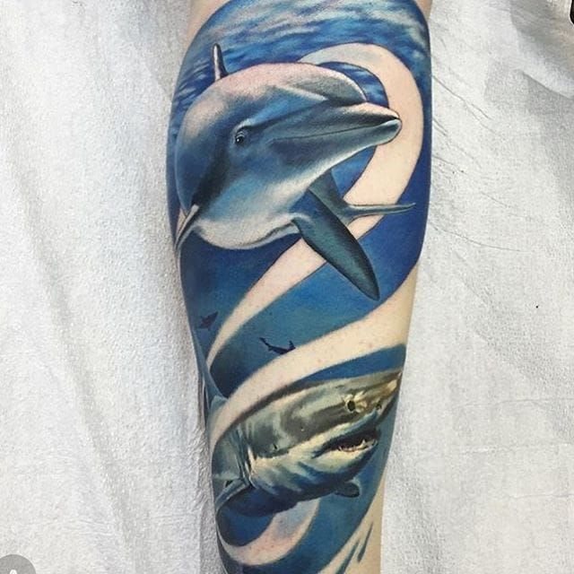 Cute little dolphin tattoo by  Dark Age Tattoo Studio  Facebook
