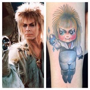 David Bowie kewpie doll tattoo by Stacey Martin Smith #davidbowie #StaceyMartinSmith #kewpiedoll #popculture