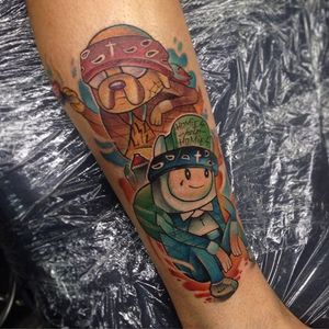 Adventure Time Tattoo by Casey Charlton #adventuretime #adventuretimetattoo #newschool #newschooltattoo #newschooltattoos #newschoolartist #CaseyCharlton