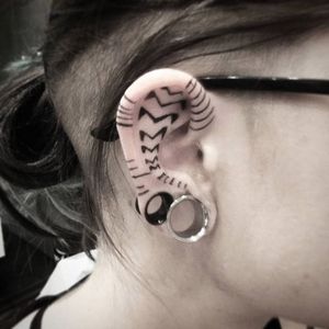 Ear pattern tattoo by Tito Santizo. #TitoSantizo #pattern #tiger #ear #eartattoo #patterns #tigerpattern #blackwork