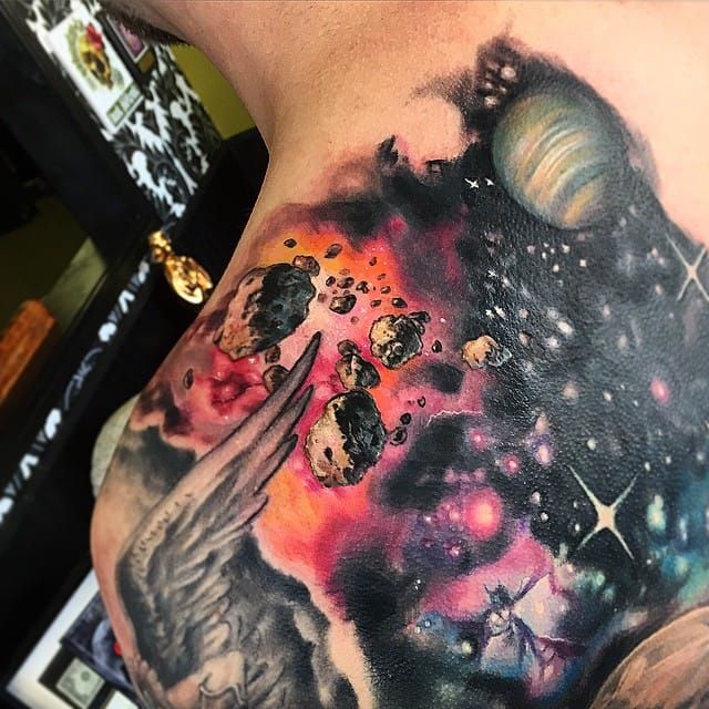 Color Astronaut Space Scene by Sean OHara TattooNOW