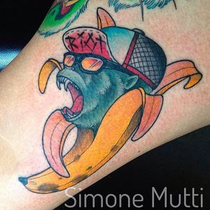 Banana Riot Tattoo by Simone Mutti #SimoneMutti #banana #bananatattoo #fruittattoo #neotraditional