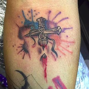 Colorful, painful crucifix by Freddy the Alchemist (via IG -- alchemylabz) #freddythealchemist #crucifix