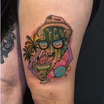 Funny tattoo by Brodie Pedersen #BrodiePedersen #80s #geometric #pickle #margarita #tropical